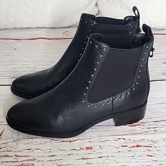 COLE HAAN Black Waterproof Studded Ankle Boots Size 8.5 - Picture 2 of 8